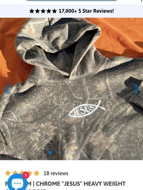 "Jesus" Heavyweight Hooded Sweatshirt - Green Camo